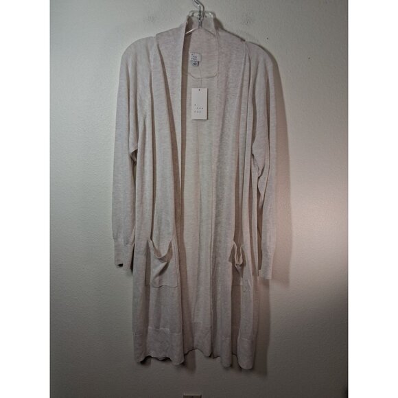 NWT A New Day Duster Cardigan Long Sleeve Oversized Beige Women's Size Large - Picture 1 of 5